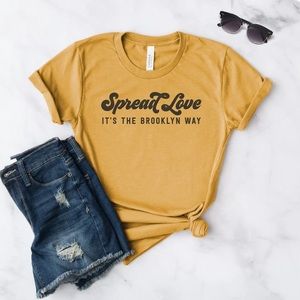 Large - biggie smalls Tee with spread love lyric in yellow mustard